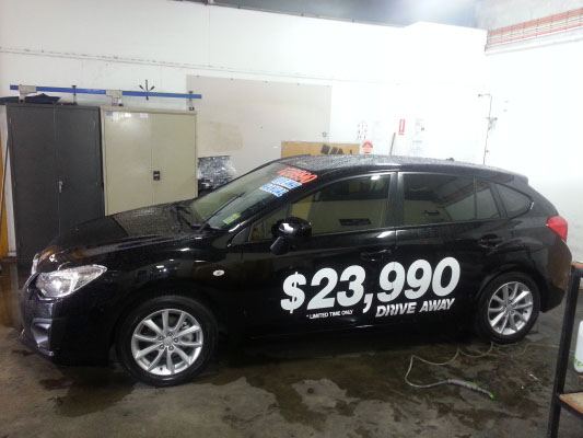 black colour Subaru Impreza windows tinted for car dealership in Brisbane