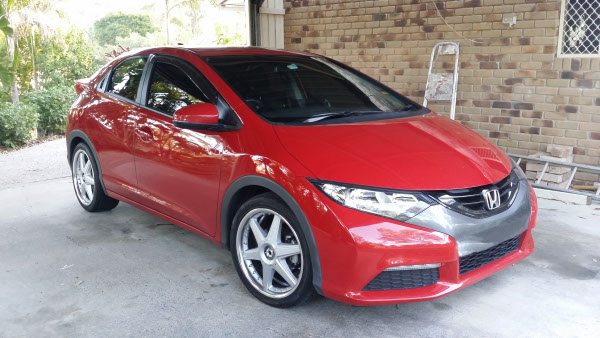 front view Honda Civic Hatchback car windshield tinted in Beenleigh Logan Queensland Australia