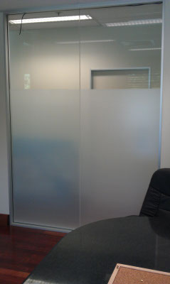 office window full view after frosted window glass film installed